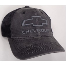 Hat Cap Chevrolet Chevy Bowtie Weathered Cotton Black Mesh OC  eb-15892773